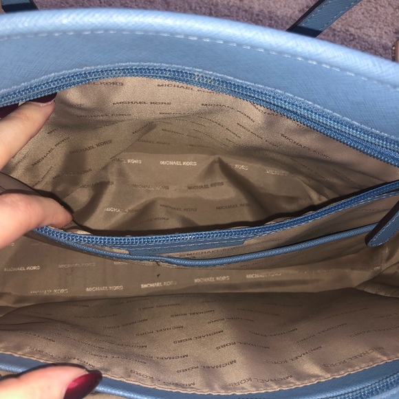 Michael Kors Light Blue Medium Jet Set Tote - Picture 6 of 7